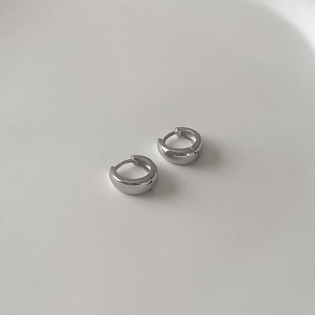 Mini Chunky Huggies made in 925 sterling silver with rhodium plating for extra protection