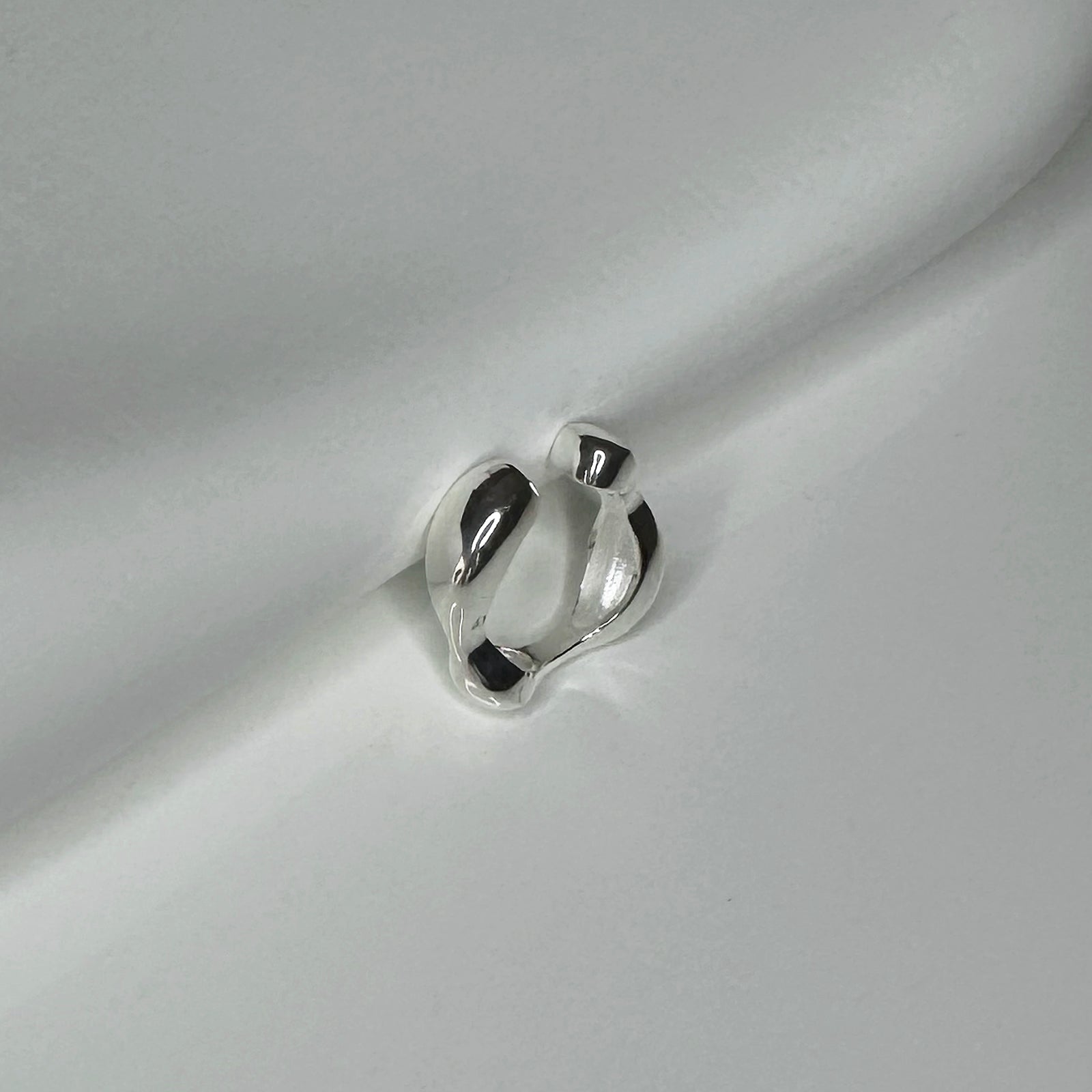 Top view of Square Bubble Ring. Sterling Silver adjustable ring